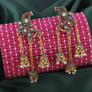 Stylish Multicolor Peacock  Tassel Jhumki Earrings 1