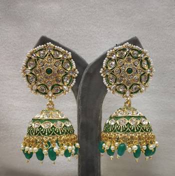 Green Meenakari Jhumkas 1