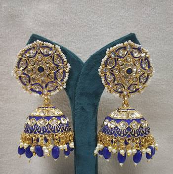 Blue Meenakari Jhumkas 1