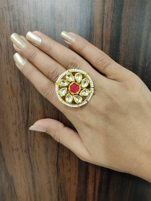 Maroon Kundan Ring 1