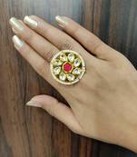 Maroon Kundan Ring