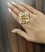 Maroon Kundan Ring