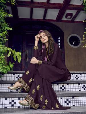 Wine embroidered silk salwar 2