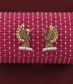 Glitzy Blue Beads In Peacock Shape Jhumki Earrings