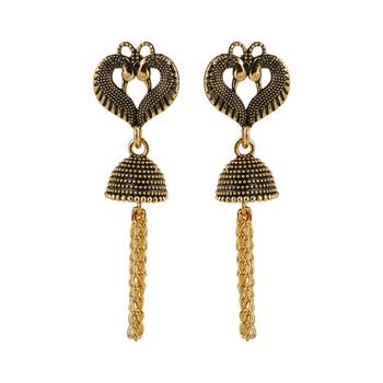 Beautiful Peacock Heart Shape Tassel Dangler Earrings For Women 2