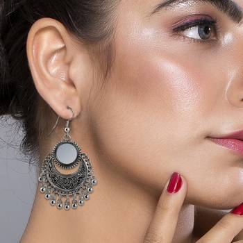Ravishing Mirror Chandbali Small Dangler Earrings For Women 1