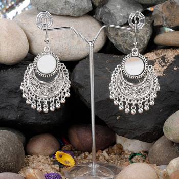 Ravishing Mirror Chandbali Small Dangler Earrings For Women 4