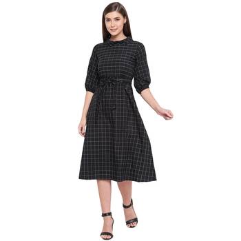 Black woven cotton short-dresses 1
