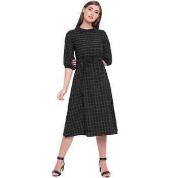 Black woven cotton short-dresses 2