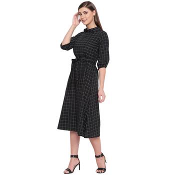 Black woven cotton short-dresses 3