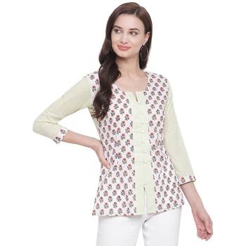 White printed cotton cotton-tops 1