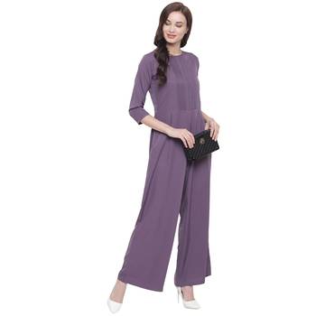 Purple plain crepe dresses 2