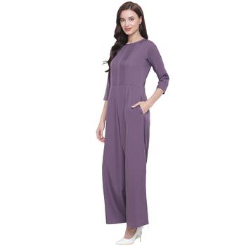 Purple plain crepe dresses 3