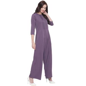 Purple plain crepe dresses 4