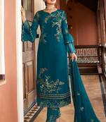 Blue embroidered satin salwar