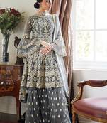 Grey embroidered net salwar