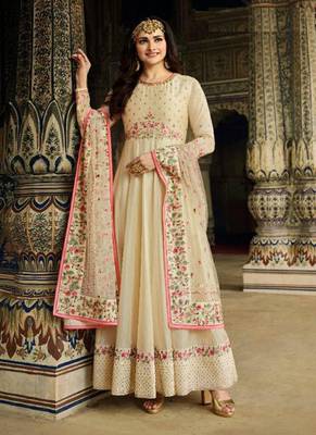 Beige embroidered silk salwar 1