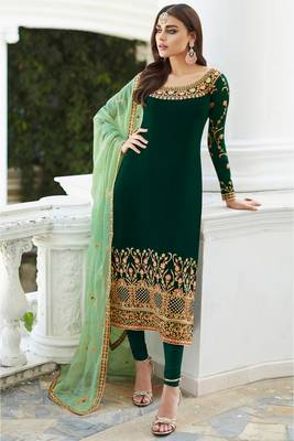 Green embroidered georgette salwar 1