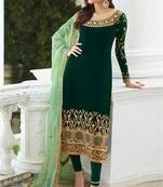 Green embroidered georgette salwar