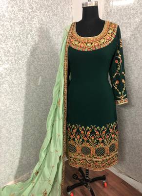 Green embroidered georgette salwar 2