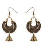 Appealing Golden Chandbali With Small Jhumki Earrings For Women