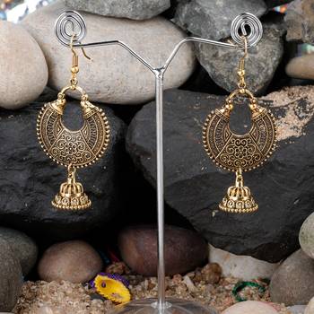 Appealing Golden Chandbali With Small Jhumki Earrings For Women 3