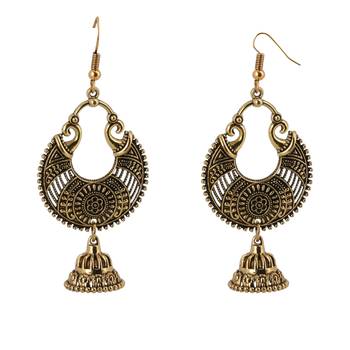 Spunky Golden Chandbali With Small Jhumki Earrings For Women 1
