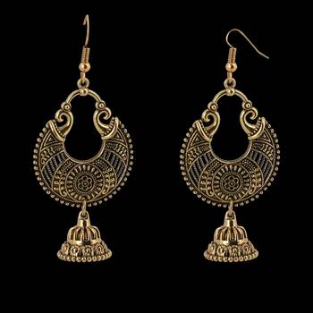 Spunky Golden Chandbali With Small Jhumki Earrings For Women 2