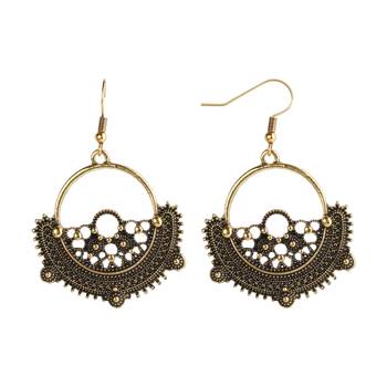 Attractive Golden Designer Round Chandbali Earrings For Women 1
