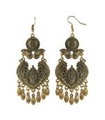 Dazzling Golden Arabic Design With Dangler Chandelier Earrings For Women
