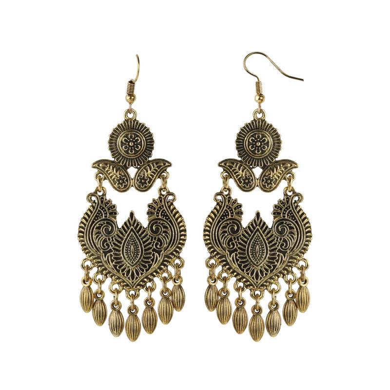Dazzling Golden Arabic Design With Dangler Chandelier Earrings For Women