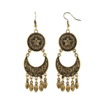Golden Round With Chandbali Dangler Earrings For Women 3