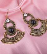 Gorgeous Golden Big Dangler With Black Stone Chandbali Earrings For Women