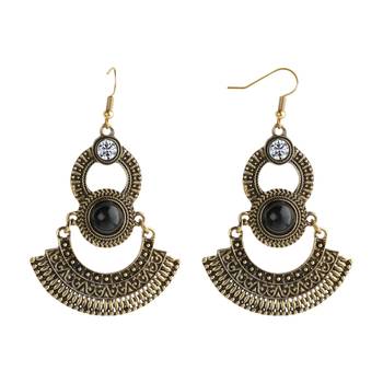 Gorgeous Golden Big Dangler With Black Stone Chandbali Earrings For Women 3