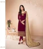 Maroon embroidered georgette salwar