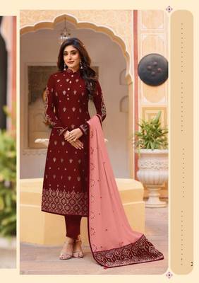 Maroon embroidered art silk salwar 1