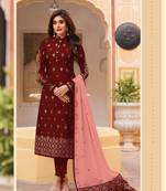 Maroon embroidered art silk salwar