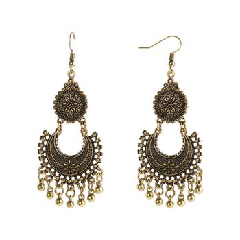 Appealing Golden Round With Chandbali Dangler Earrings For Women 3