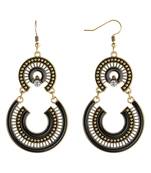 Golden Black Enamel Wit Chandbali Dangler Earrings For Women