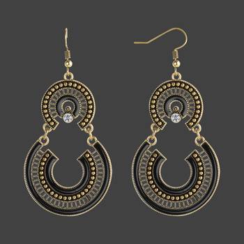 Golden Black Enamel Wit Chandbali Dangler Earrings For Women 2