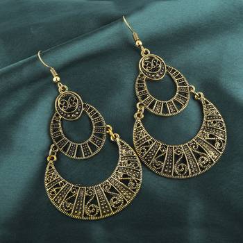 Golden Double Dangeler Chandbali Earrings For Women 1