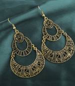 Golden Double Dangeler Chandbali Earrings For Women