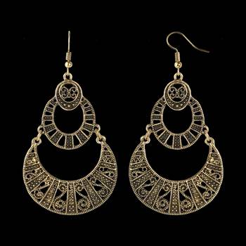 Golden Double Dangeler Chandbali Earrings For Women 3