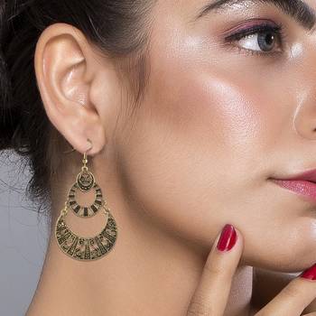 Golden Double Dangeler Chandbali Earrings For Women 4