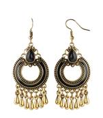 Good Looking Golden Black Enamel And Stone Work Chandbali Earrings For Women