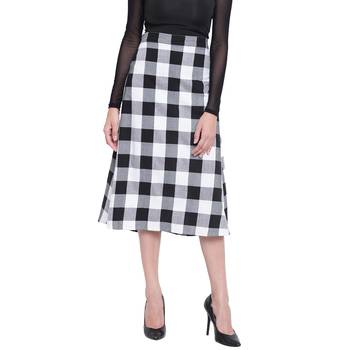 black and white bog check A line skirt 1