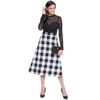black and white bog check A line skirt 2