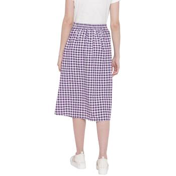 handloom cotton purple gingham panelled skirt with side slit. 5