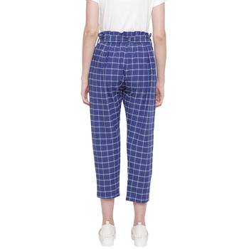 handloom cotton blue window pane cropped pants with belt 5