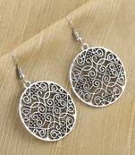 Ravishing Silver Mughal Jali Design Carved Earrings For Women